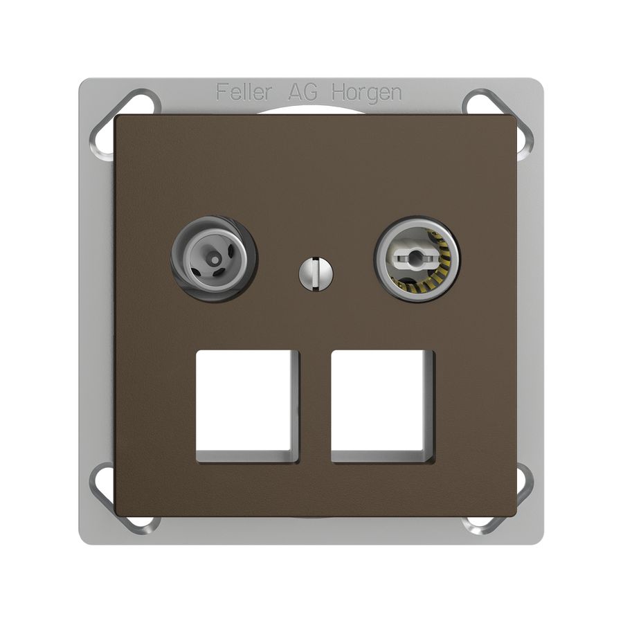 EB-Multimediadose 4dB EDIZIOdue FM.TE, Stichdose, f.2×RJ45 Keystone, coffee