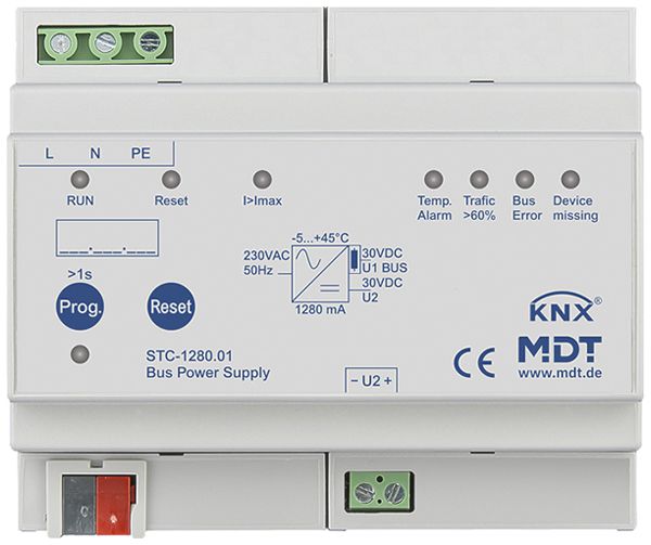 Alimentazione KNX AMD MDT STC-1280.01 30V 1280mA1 linea 1 bobina di blocco 6UM
