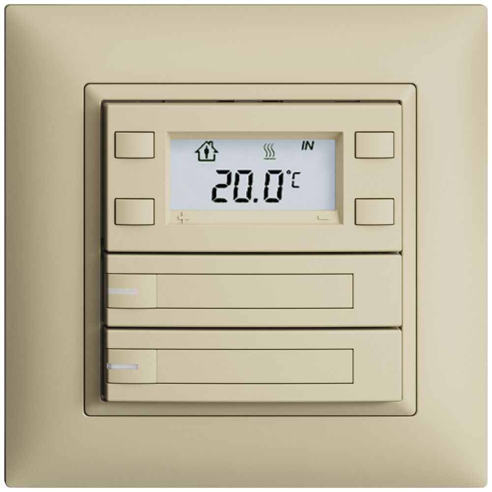 Poussoir RTH ENC KNX 2× EDIZIOdue FMI vanille, avec pap.+LED RGB