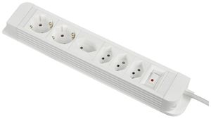 Steckdosenleiste Principio+ Combo 4×T13/2×SCHUKO 1.5m, Kinderschutz, Schalter ws