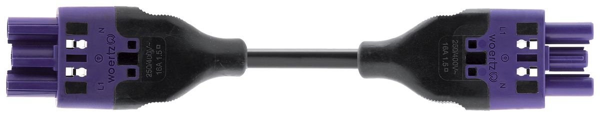 Verbindungsleitung Woertz 49343/C1 3×2.5mm² 250V 20A 3m vi Buchse-Stecker Cca