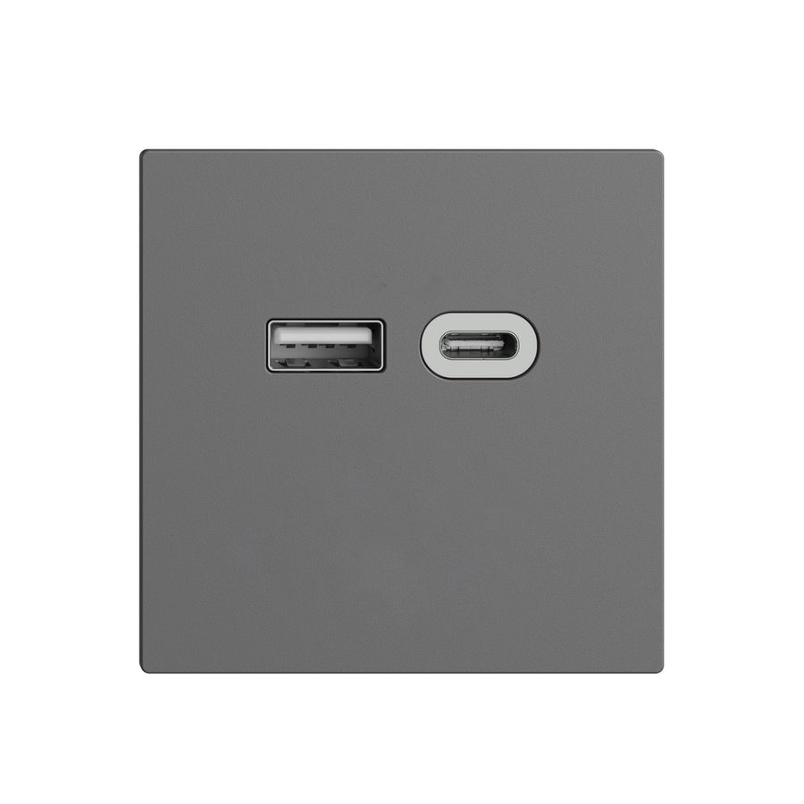 Steckdose USB 18W Typ A + Typ C Feller EDIZIOdue F 230V 3600mA dunkelgrau