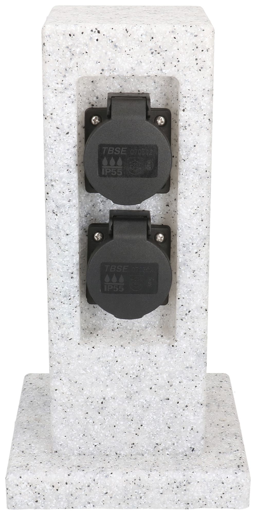 Presa multipla per giardino MH 2×T13 10A con timer design pietra bi