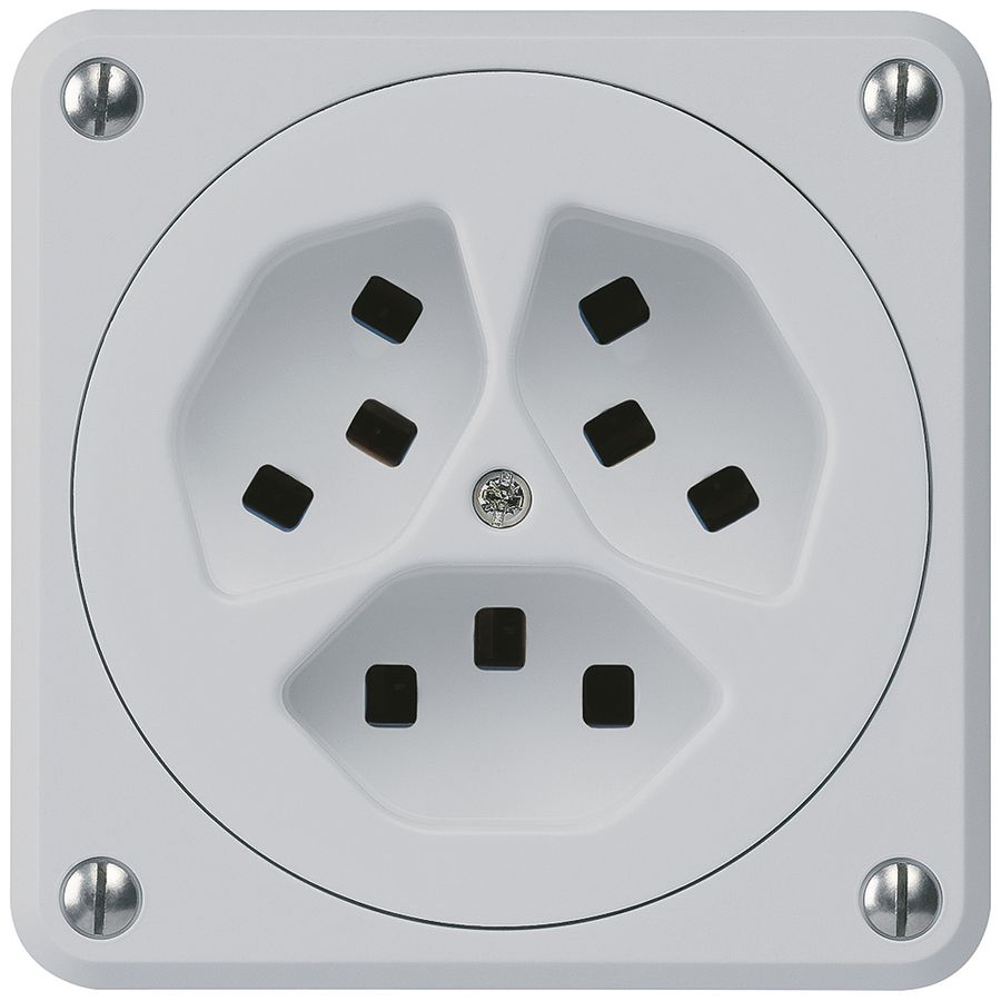 Prise Hager robusto, 3×T23, A, gris