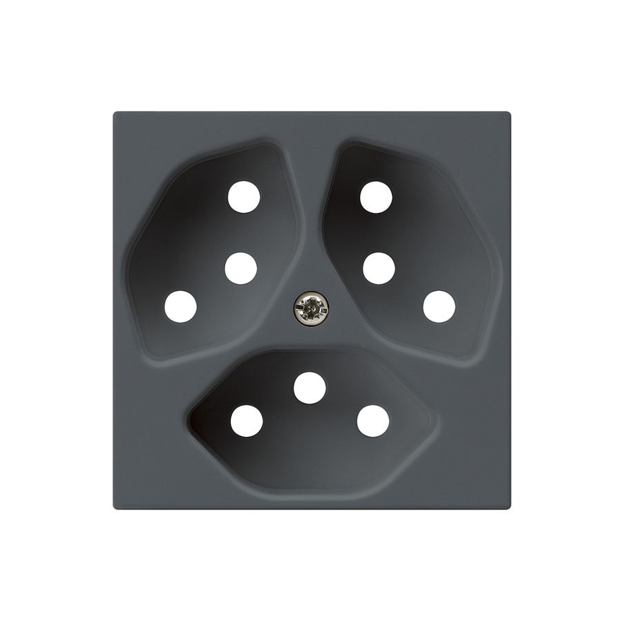 Frontplatte kallysto 3×T13 anthrazit 60×60mm für Steckdose 3×T13