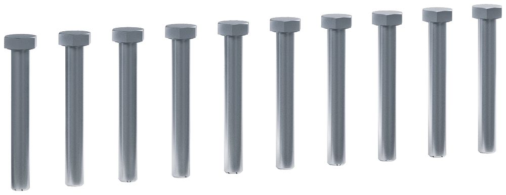 Vis tehalit M8×60mm DIN 933, en acier zingué, 10 pièces