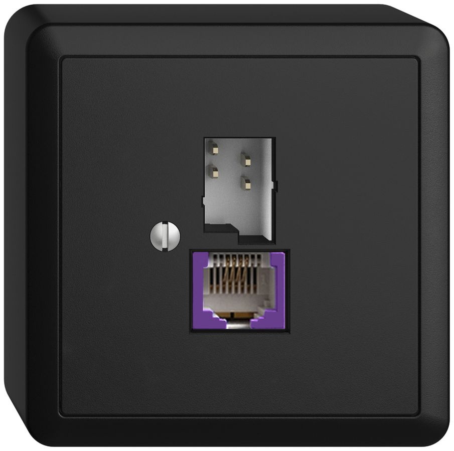 AP-Dose T+T 6P/1×RJ45 DSL-Breitband EDIZIOdue schwarz