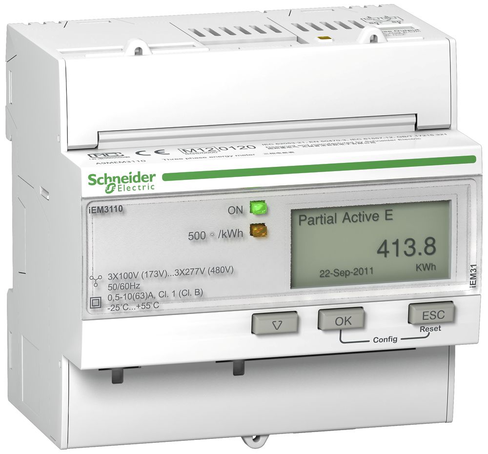 REG-Energiezähler Schneider Electric iEM3110 MID 3P+N 63A Impulse