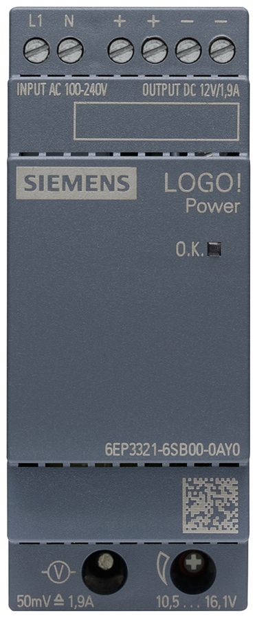 Alimentation Siemens LOGO!POWER, IN:100…240VAC, OUT:12VDC/1.9A, 2UM