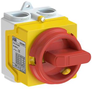 Interrupteur de sécurité AP ABB, 3P 20A 400V plastique poignée rouge/jaune