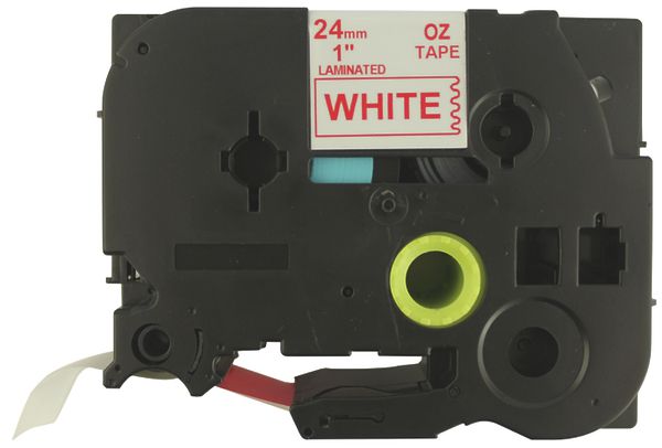 Cassette ruban compatible avec OZE-252, 24mm×8m, blanc/rouge