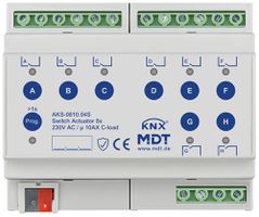 Actionneur-commutateur KNX AMD MDT AKS-0810.04S 8 can 10A 230VAC 6UM