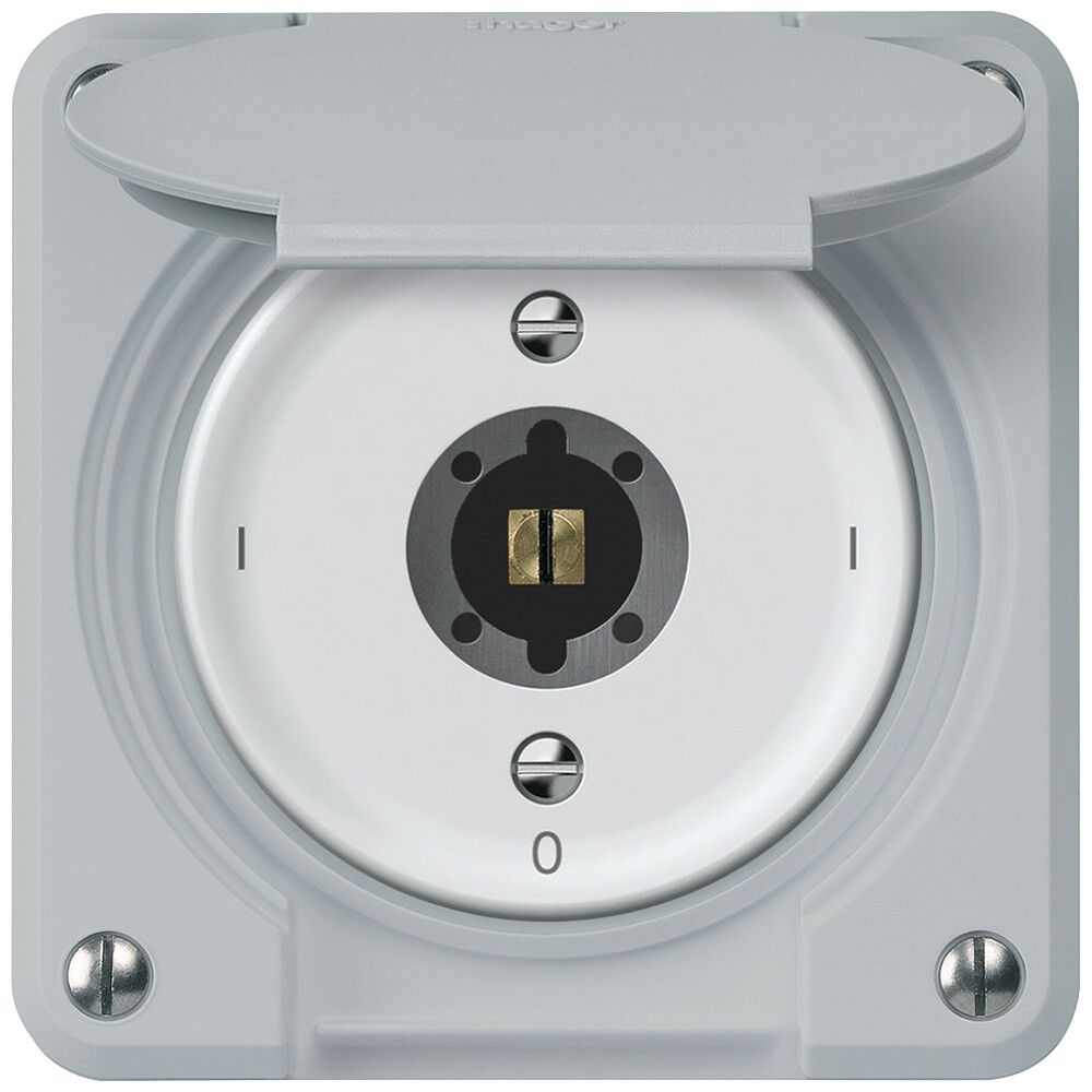 Interrupteur à clé ENC robusto interrupteur en/hors 1 pôle 16A 250V 86×86mm gris