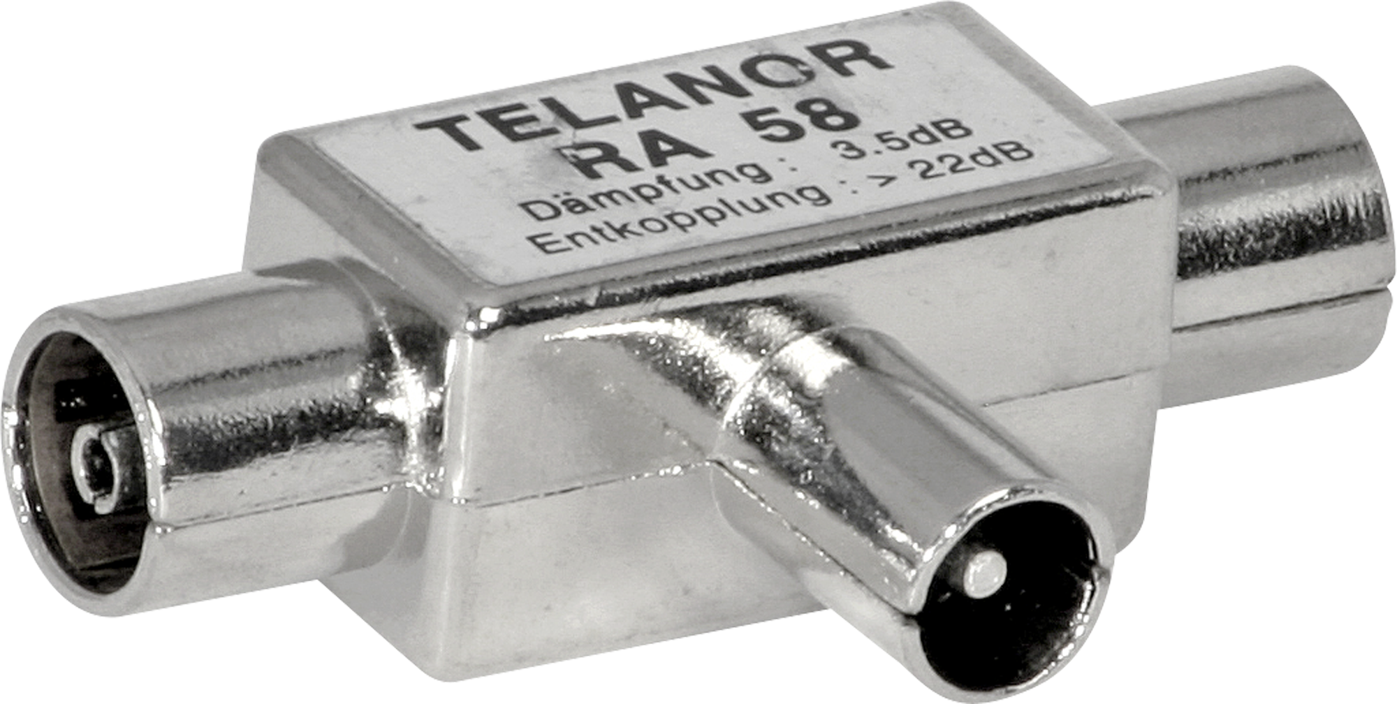 R/TV T-Stück f-f-m Telanor Entkoppl. 22dB, Durchg. 4dB