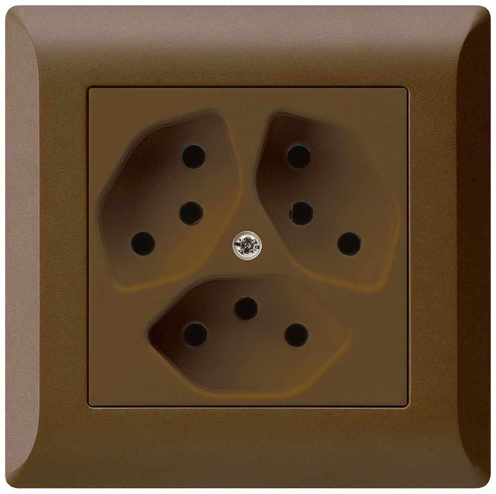 Presa INC kallysto.line 3×T13 marrone con protezione bambini