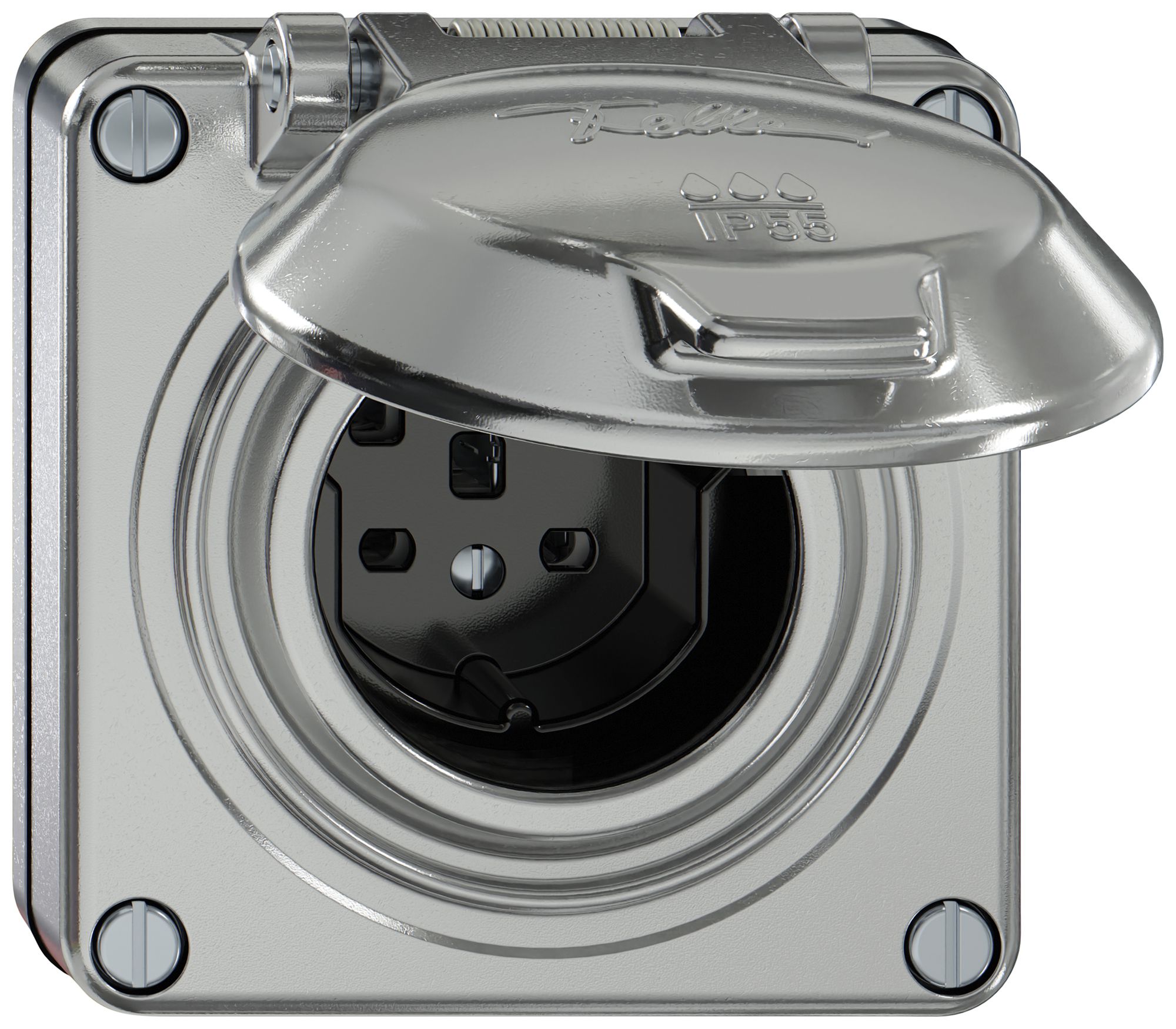 UP-Steckdose ELEMENT SNAPFIX® 1×Typ 25 16A 440V mit Klappdeckel IP55 alu