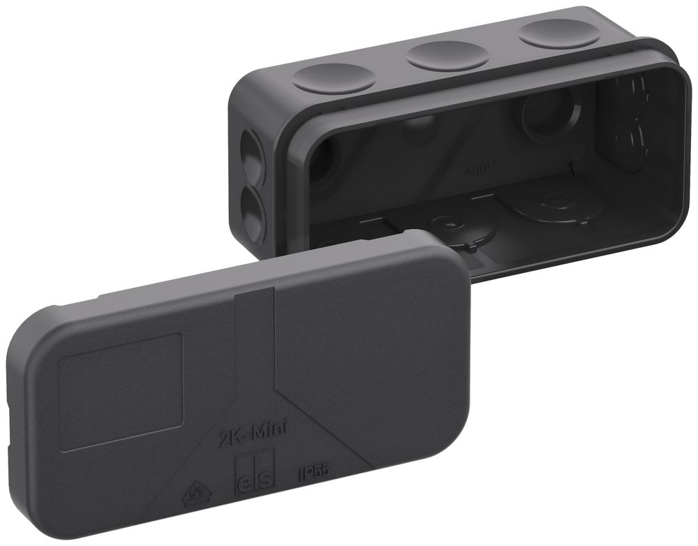 Scatola di derivazione AP 2K-Mini-L/sw 89×43×38mm, IP55, nero
