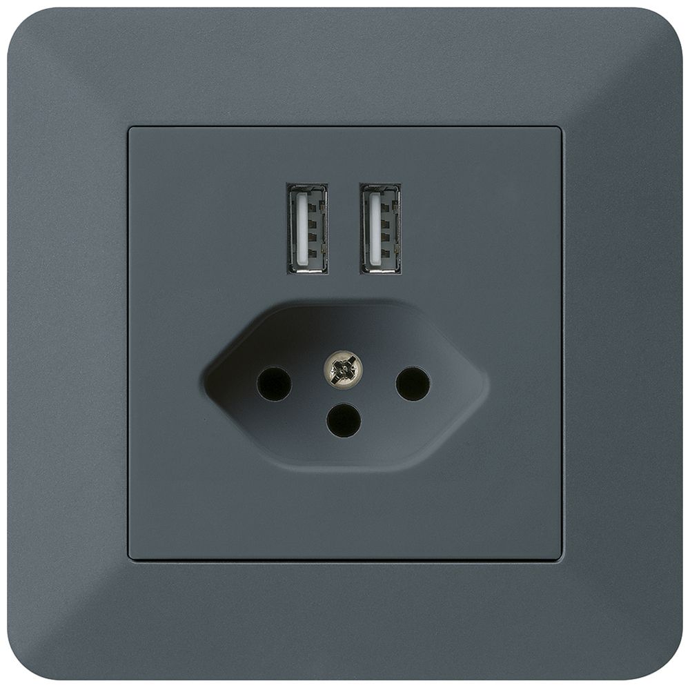 UP-Steckdose 2×USB & T13 kallysto.trend 2400mA anthrazit