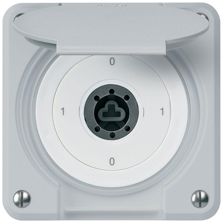 Interrupteur à clé ENC robusto IP55 avec clapet sans cylindre S0/2P gris p.combi
