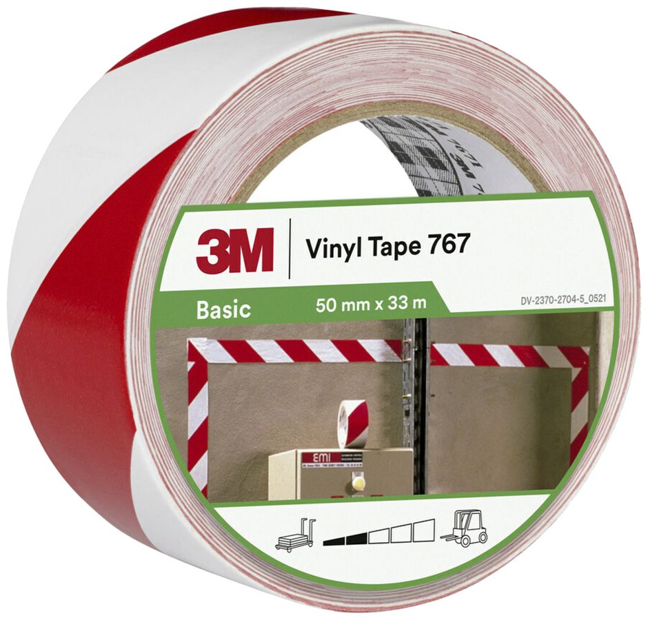 Klebeband 3M 767i 50mm×33m×0.12mm weiss/rot
