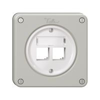Montageset Feller S-One EASYNET, für 2×RJ45, Tiefe 28 mm, lichtgrau