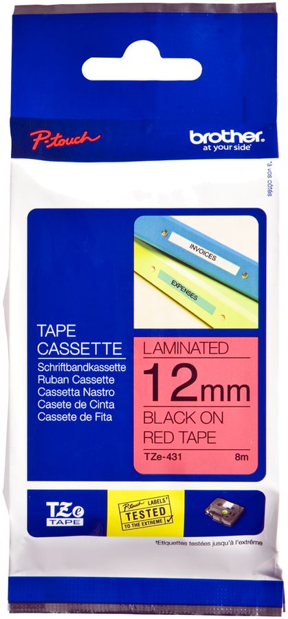Cassetta nastro Brother TZe 12mm×8m, rosso/ne