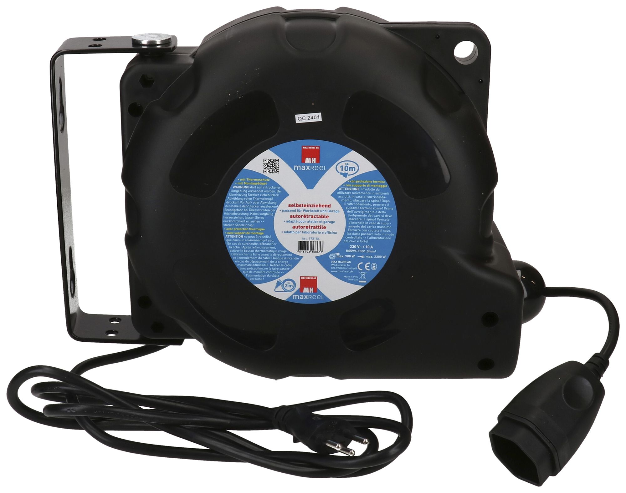 Automatik-Kabelaufroller MH maxReeL 1×T12+T13 3×1mm² 10m schwarz