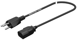 Câble d'appareil fiche T12 prise C13 3×1mm² 250VAC/10A noir 5m