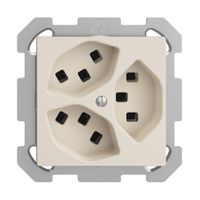 UP-Steckdose 3×T23 16A EDIZIOdue crema, mit Steckklemmen