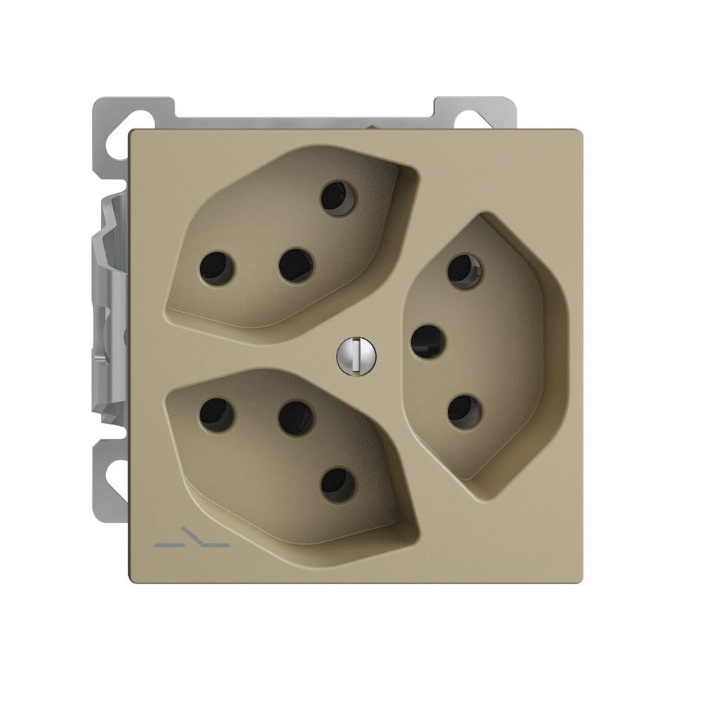 AP-Steckdose EDIZIOdue 3×T13 1×S Kombi-Einsatz mit Shutter sand