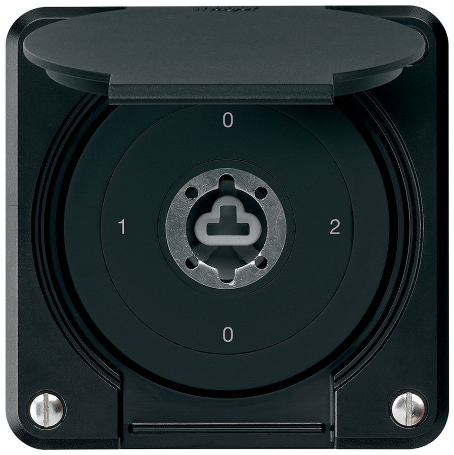 Interrupteur à clé ENC robusto IP55 avec clapet sans cylindre S2/1P noir