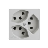 Steckdose 3×T23 Feller EDIZIOdue F, 1×getrennt, Steckklemmen, hellgrau