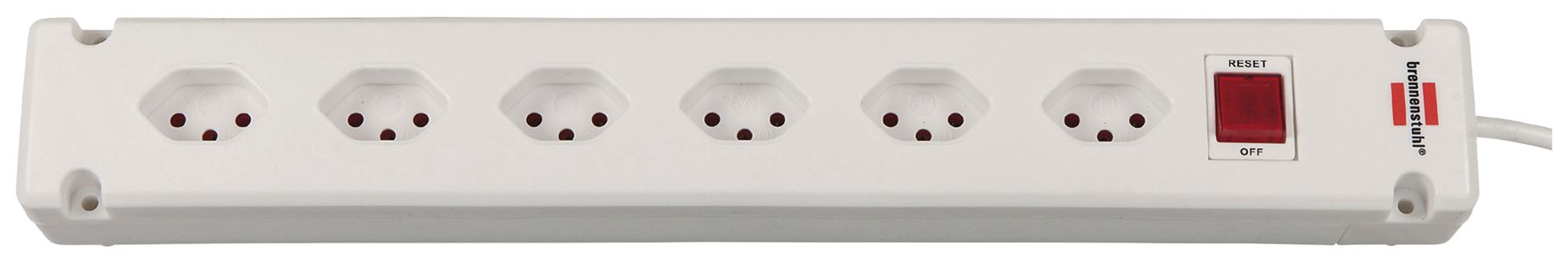 Prise multiple Bremounta interrupteur 6×T13 90° 3m H05VV-F 3×1mm² bc