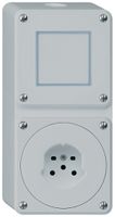 AP-Kombination Hager robusto I-I vertikal 3/1L+Typ 15, ohne Abdeckung, grau