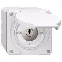 NAP-Drehschalter NEVO, 0/1L, mit Schloss&2 Schlüsseln, KS, 0-1-0-1, weiss