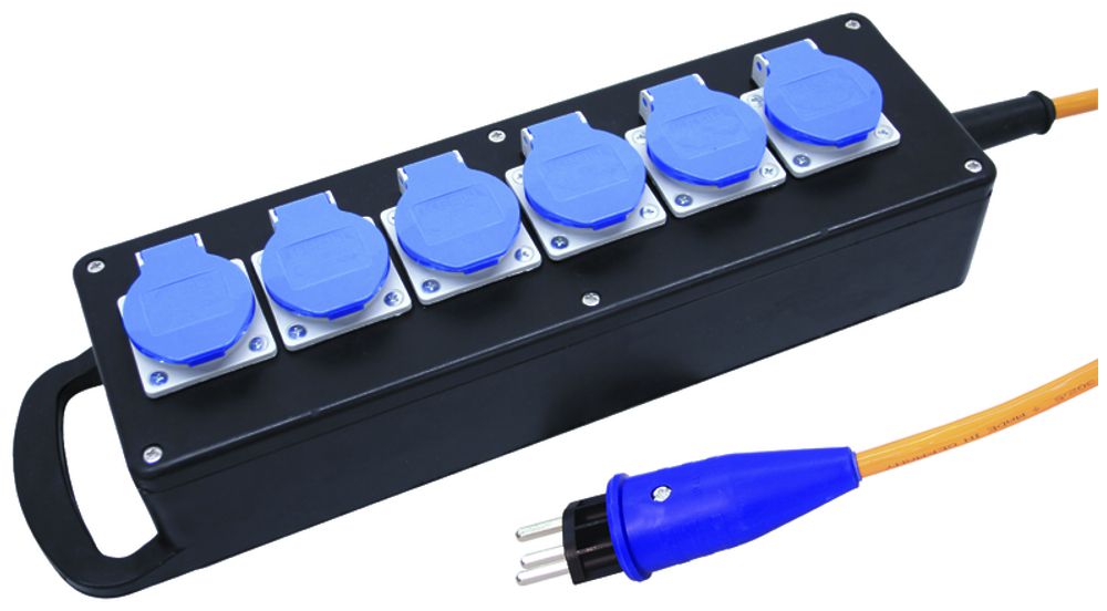 Prise multiple STEBA Gummi T23 avec câble G-PUR 5m 6×T23 3×2.5mm²