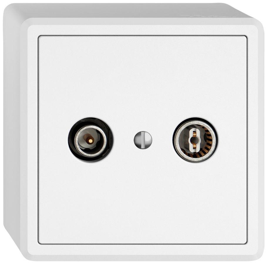 AP-Antennendose TV-R EDIZIO.liv SNAPFIX® Durchgangsdose 4dB ws