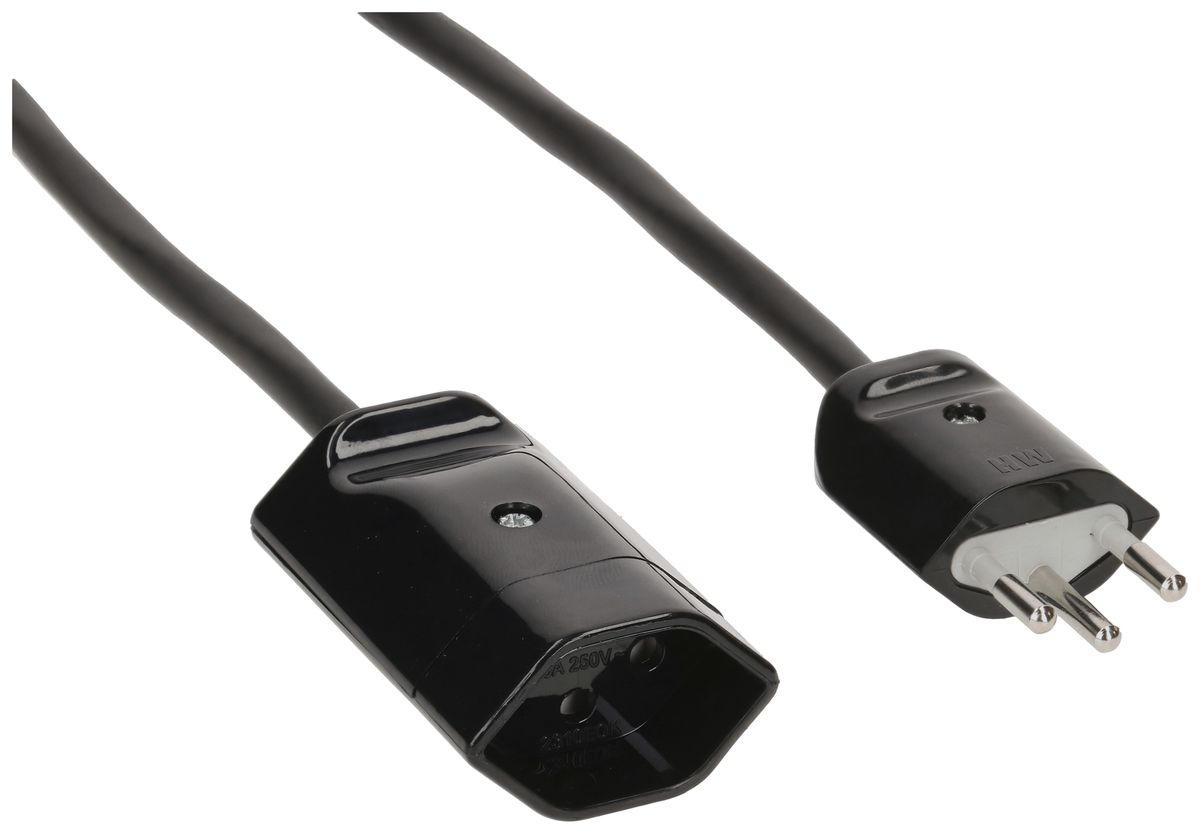 Câble de rallonge MAX HAURI Td 3×1mm² 1m noir fiche T12/13