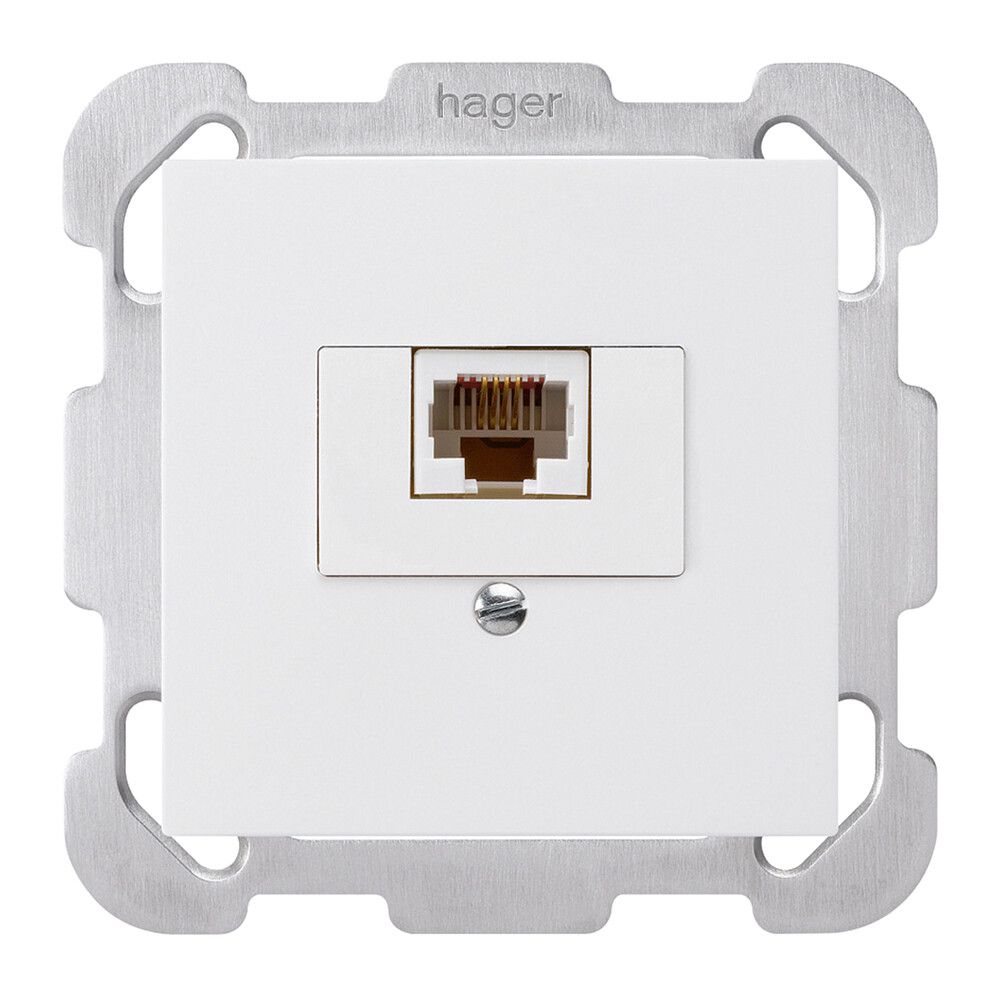 Einsatz zu Anschlussdose kallysto 1×RJ45u weiss mit Befestigungsplatte