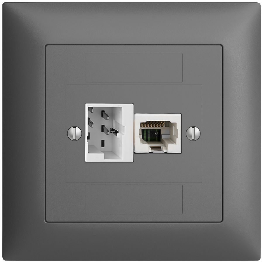 UP-Anschlussdose 1×TT,1×RJ45/u 4P EDIZIOdue dunkelgrau, ITplus ITM