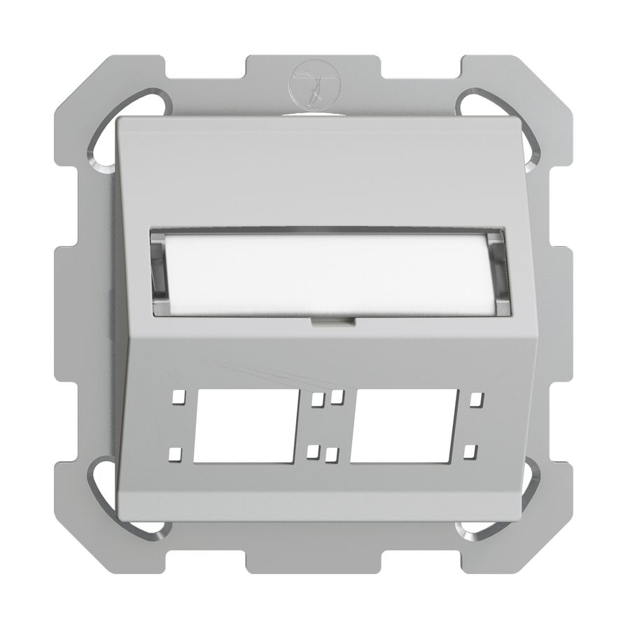 UP-Montageset EDIZIOdue FM Schrägauslass 2×R&M Kat.6A/LC spezial, hellgrau