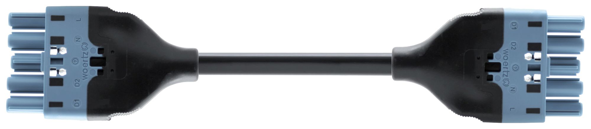Verbindungsleitung Woertz 49345/C2 5×2.5mm² 250V 20A 2m bl Buchse Stecker Cca