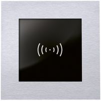 Modul Hager elcom.modesta leer, 76×76mm, m.Halteplatte f.Kartenleser, Edelstahl