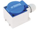 Prise AP Steffen 1×T23 1P 16A 250V IP20 couvercle bleu, blanc