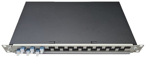 Breakoutbox 19" Dätwyler OV-SO 6×LCD/PC blau OS2 versetzt 1HE grau