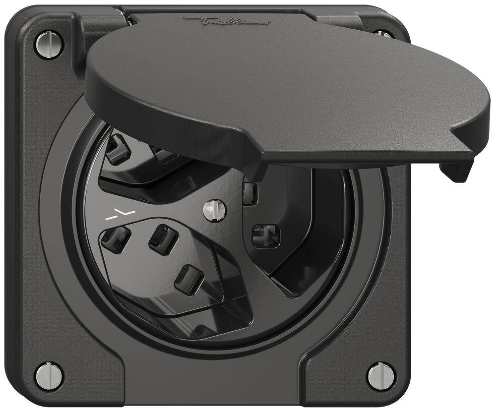 Steckdose NEVO N.CO, 3×T23, IP21, 1×getrennt, schwarz