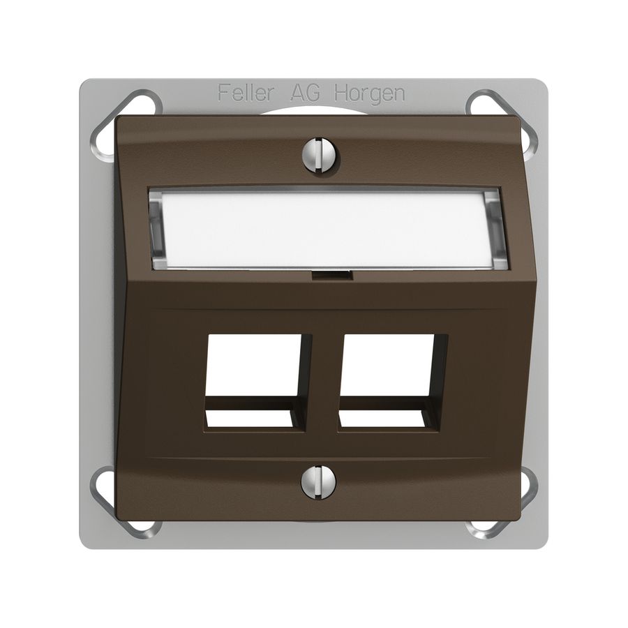 Kit montaggio INS Edue FM.TE, con cappa d.uscita obliqua, per 2×Keystone, coffee