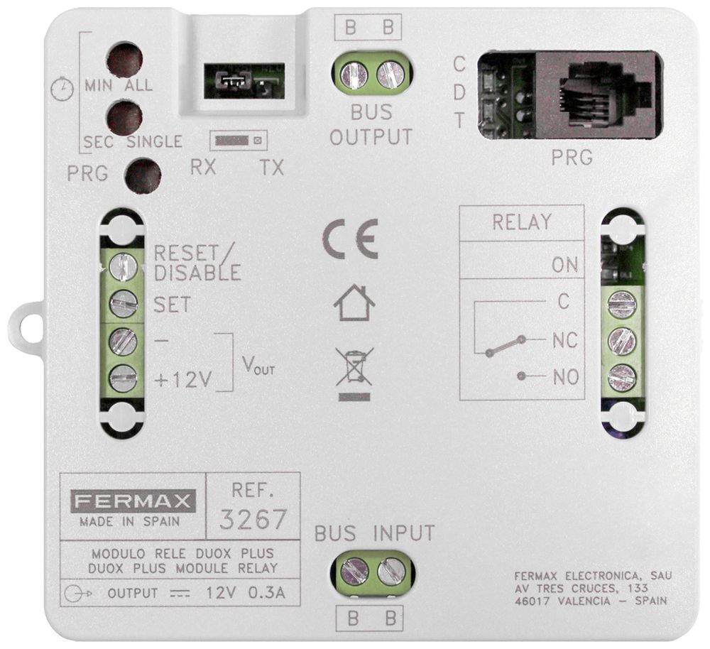 Relais multifonction INC Fermax DUOX 90×90×2mm 240VAC/60VDC/3A