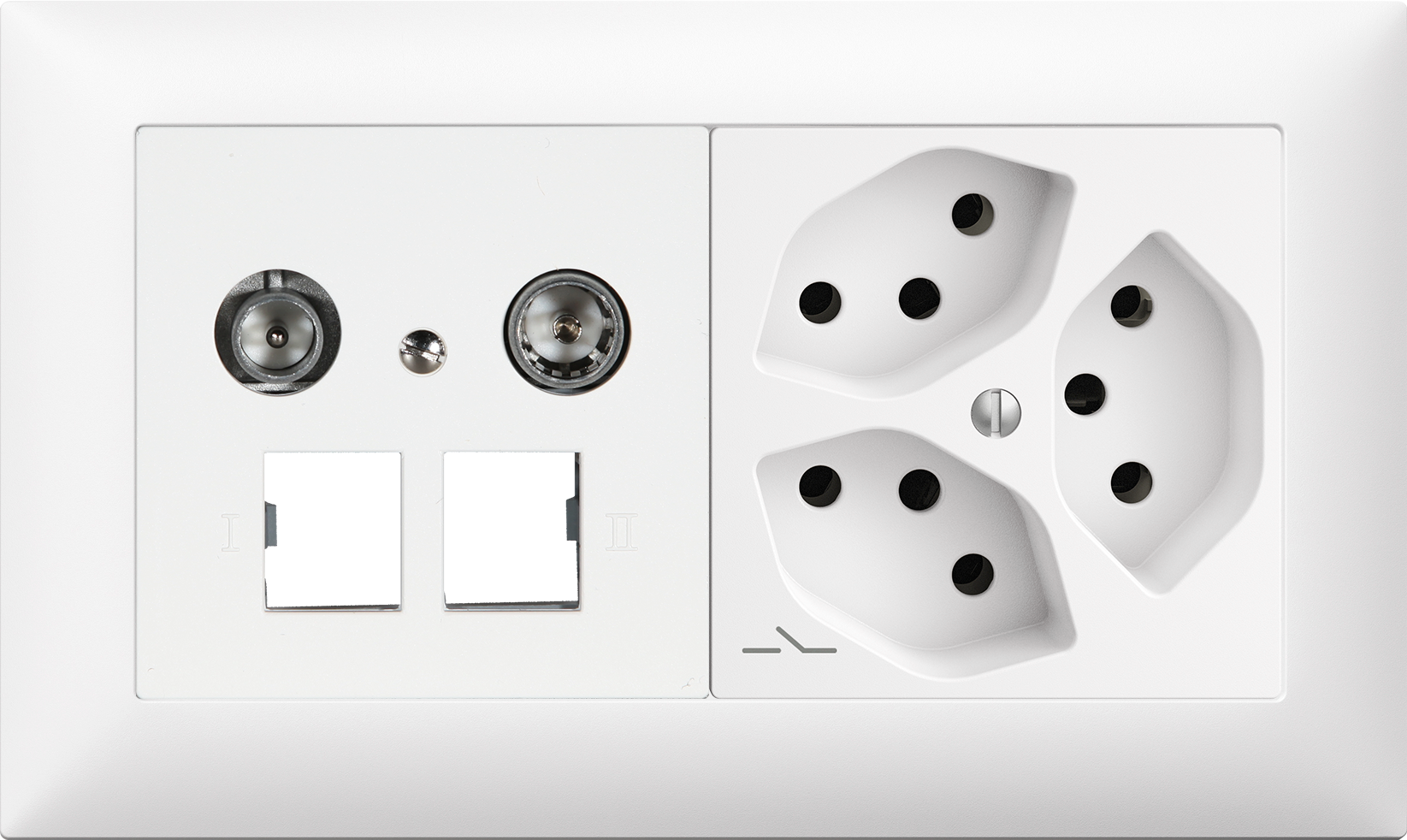 UP-Kombination Edue 1x2, 2-Loch mit 2x RJ45, 11dB +  3×T13 1×S ws