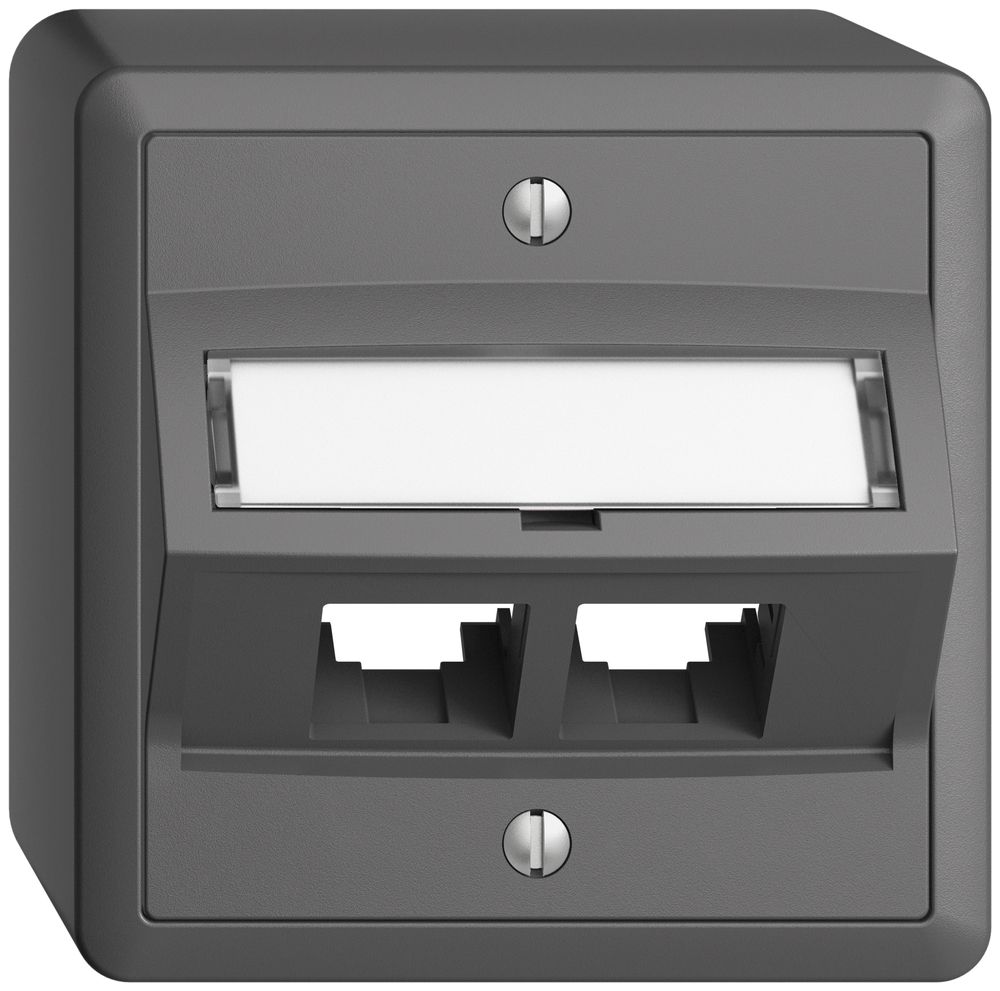 AP-Montageset S-One EDIZIOdue FX für 2×RJ45 schräg, dunkelgrau